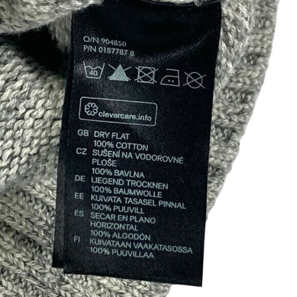 Label Of Graded Goods Sweater Mens Sz Medium Grey Shawl Neck Fishermen Pullover - Picture 16 of 16